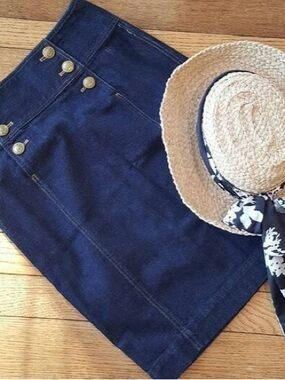 Ralph Lauren Jean Co Dark Blue Denim Button-Front Skirt